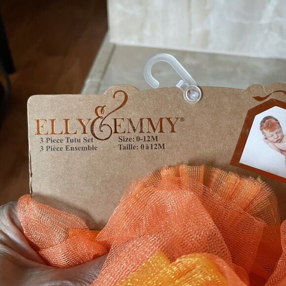 ELLY & EMMY 3 PIECE Baby Costume Pumpkin Fall TUTU SET SIZE 0 TO 12 MN NEW NWT - Picture 12 of 12